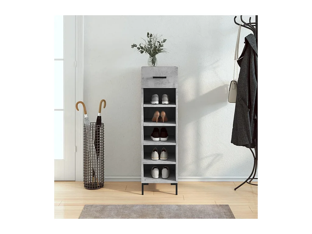 Meuble à chaussures gris béton 30x35x105 cm bois d'ingénierie FR23548