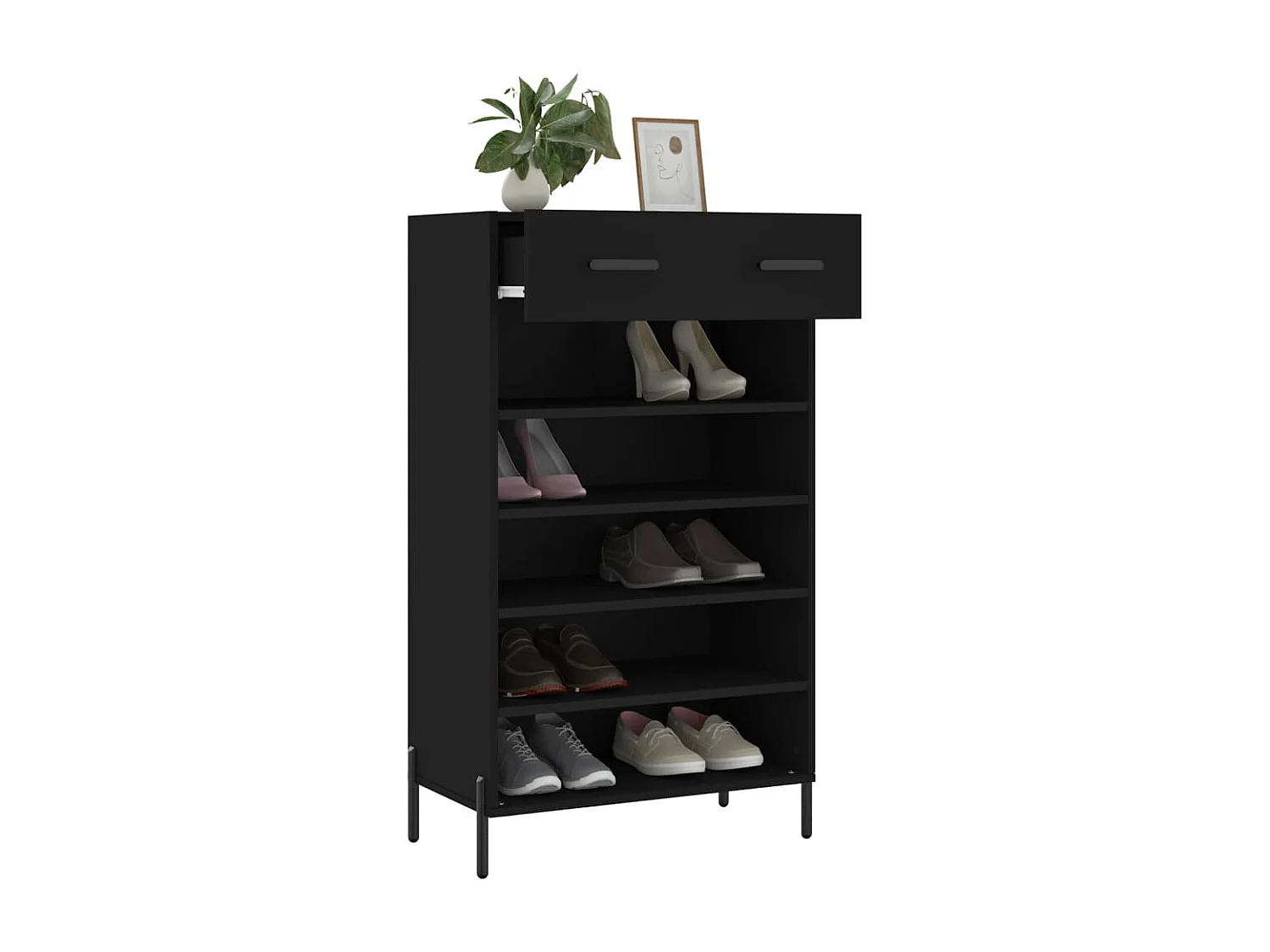 Meuble à chaussures noir 60x35x105 cm bois d'ingénierie FR87533