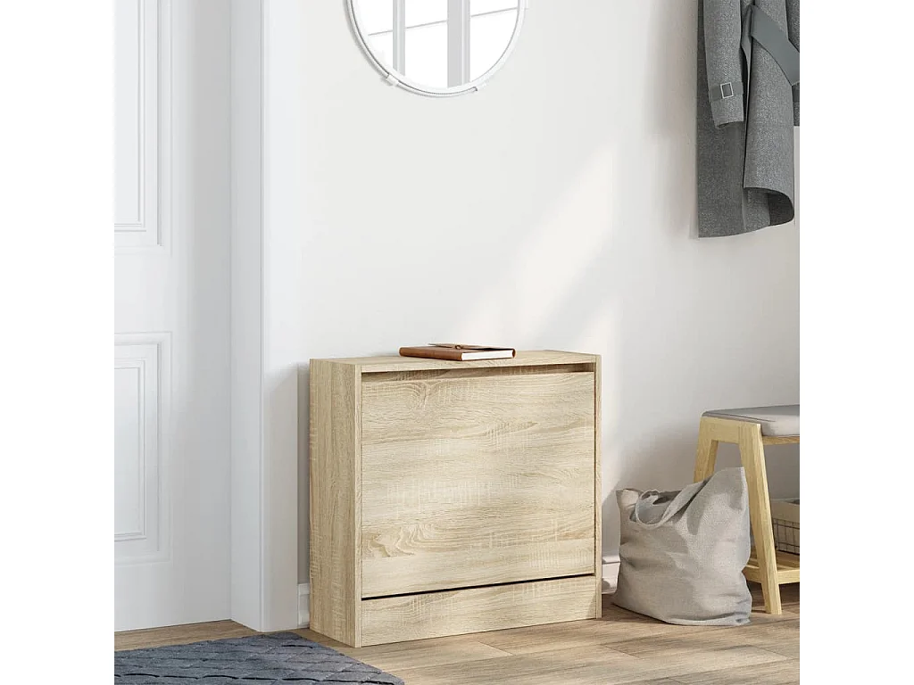 Zapatero de madera de ingeniería roble Sonoma 60x21x57 cm ES739308