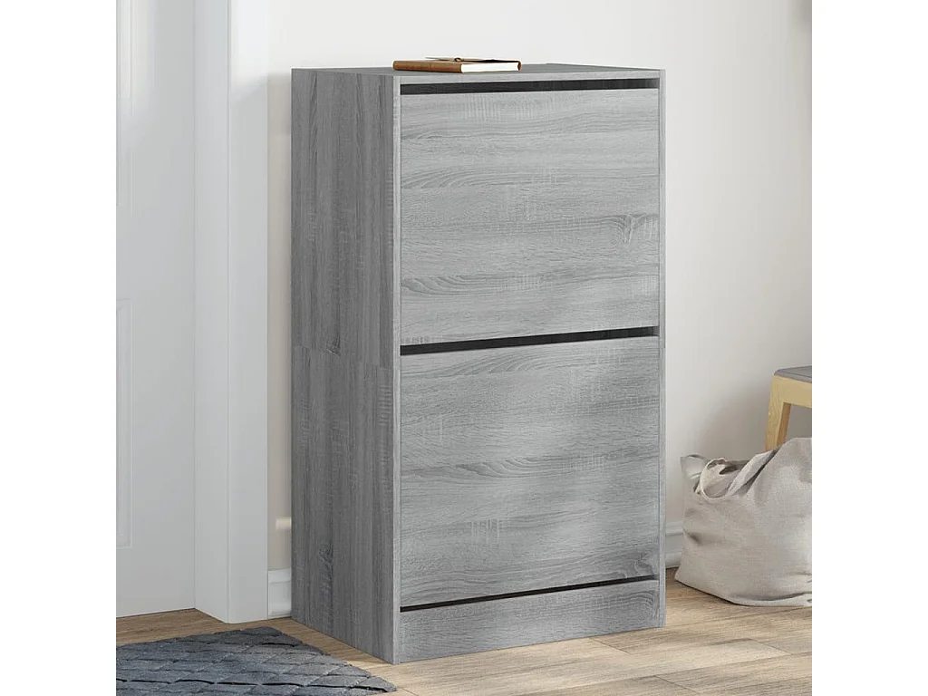 Schoenenkast met 2 klaplades 60x42x108 cm grijs sonoma BE765747