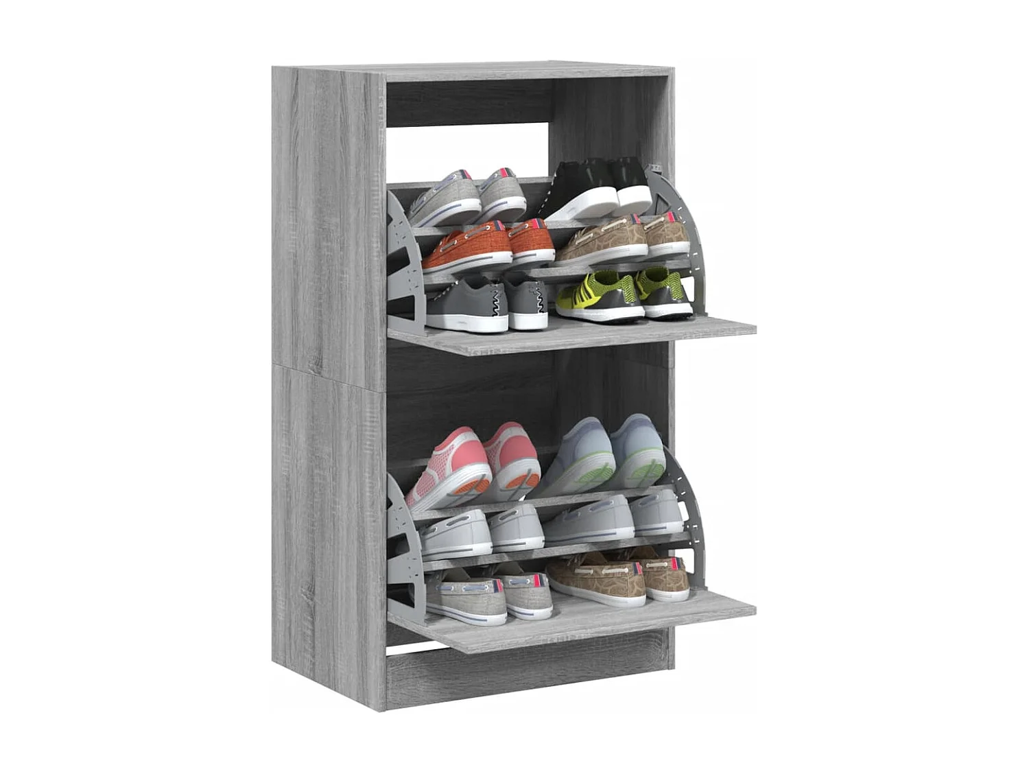 Schoenenkast met 2 klaplades 60x42x108 cm grijs sonoma BE765747