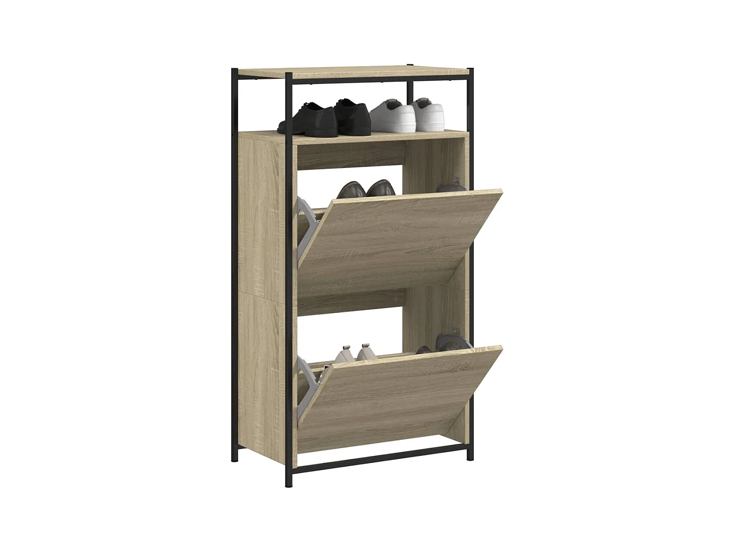 Meuble à chaussures chêne sonoma 60x34x112cm bois d'ingénierie FR97296