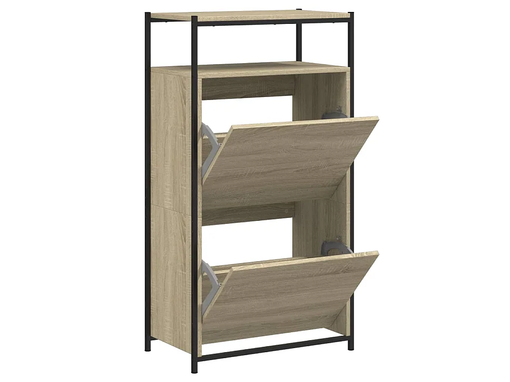 Zapatero de madera de ingeniería roble Sonoma 60x34x112 cm ES989260