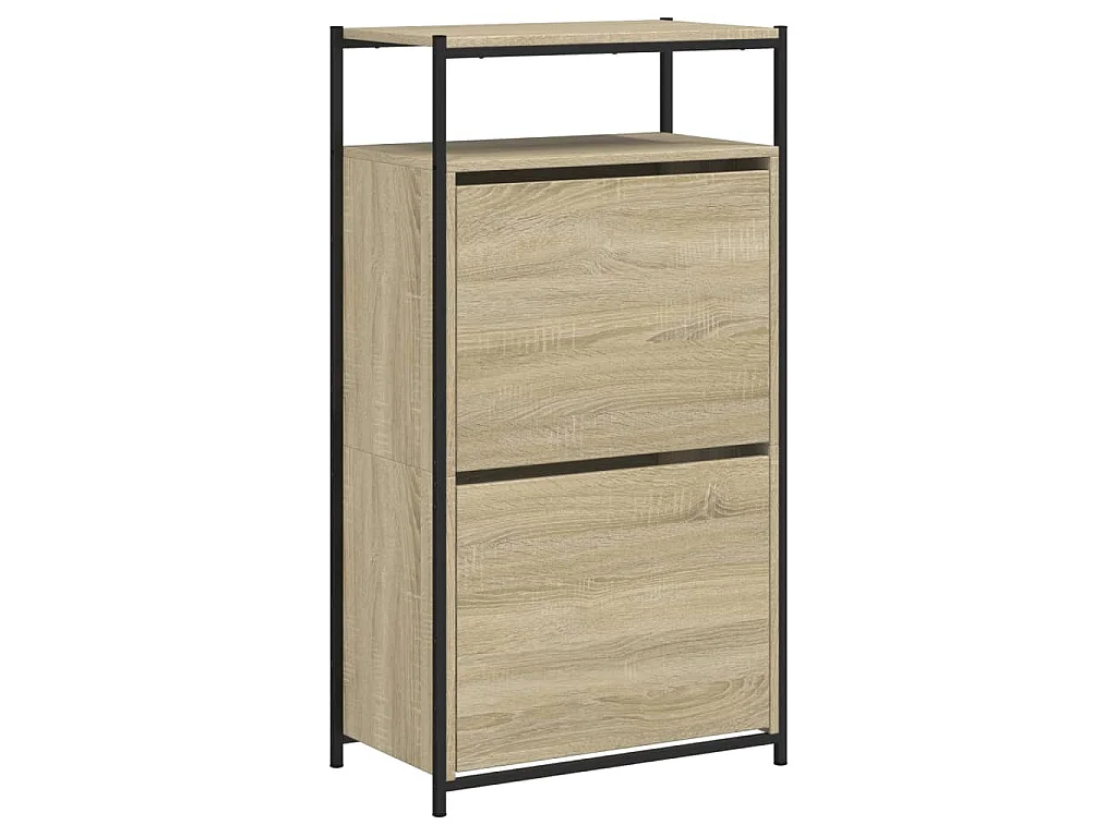 Zapatero de madera de ingeniería roble Sonoma 60x34x112 cm ES989260