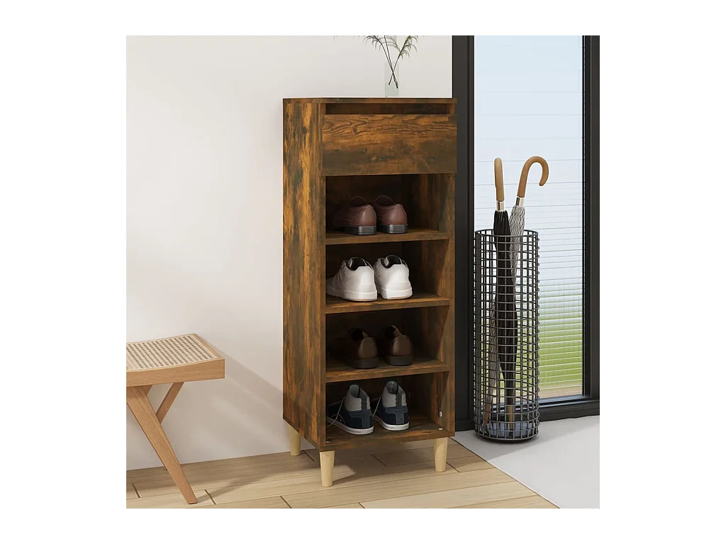 Meuble à chaussures Chêne fumé 40x36x105 cm Bois d'ingénierie FR48086