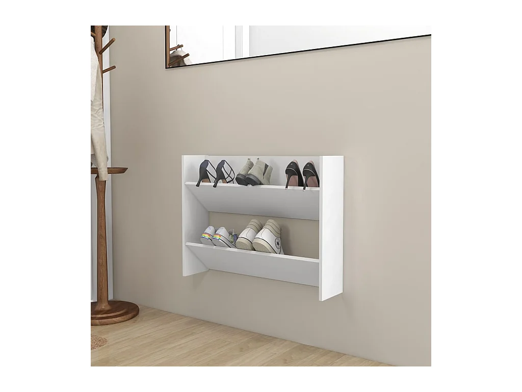 Meuble à chaussures murale Blanc 80x18x60 cm Aggloméré FR70992