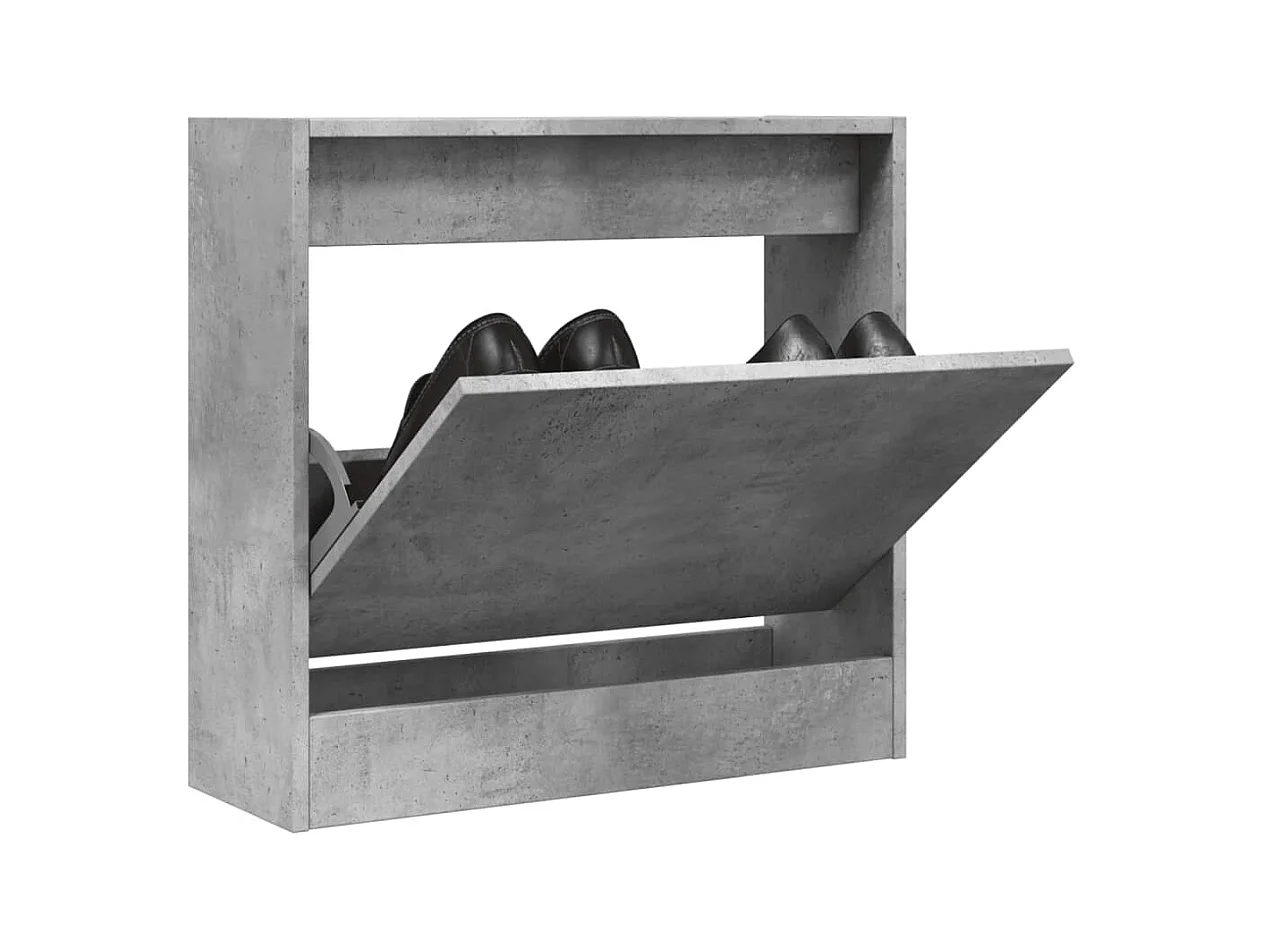 Meuble à chaussures gris béton 60x21x57 cm bois d'ingénierie FR78543