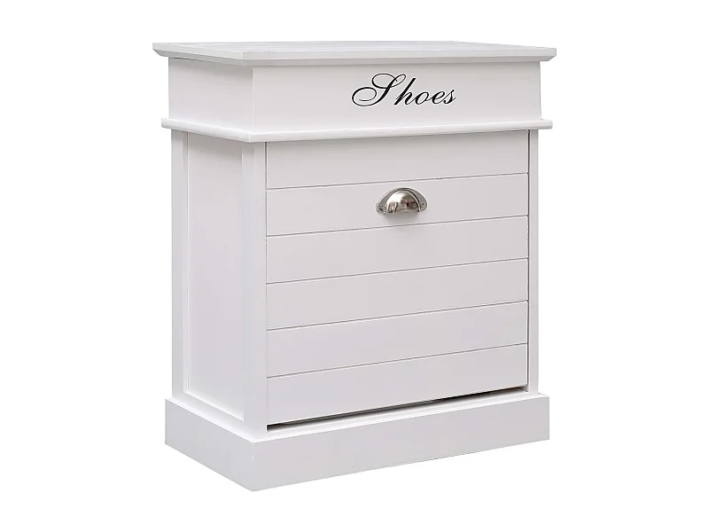 Mueble zapatero de madera de Paulownia blanco 50x28x58 cm ES445269