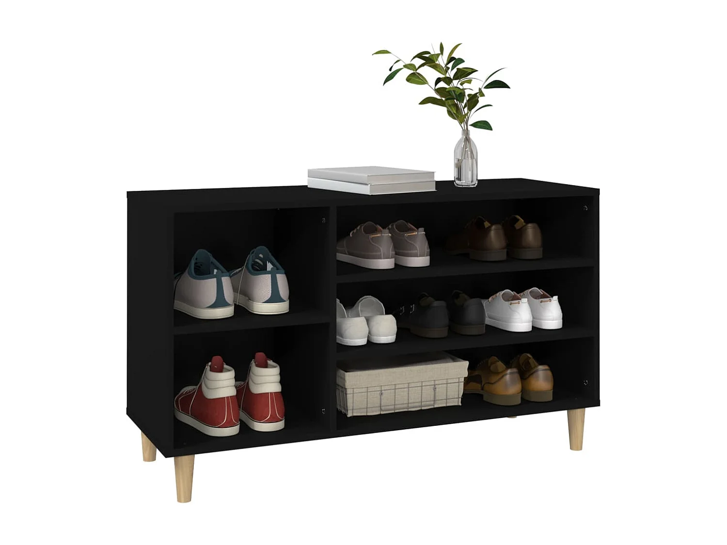 Schoenenkast 102x36x60 cm bewerkt hout zwart BE472142