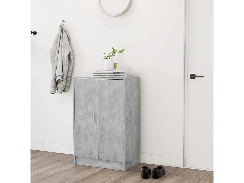 Schoenenkast 60x35x92 cm bewerkt hout betongrijs BE368808