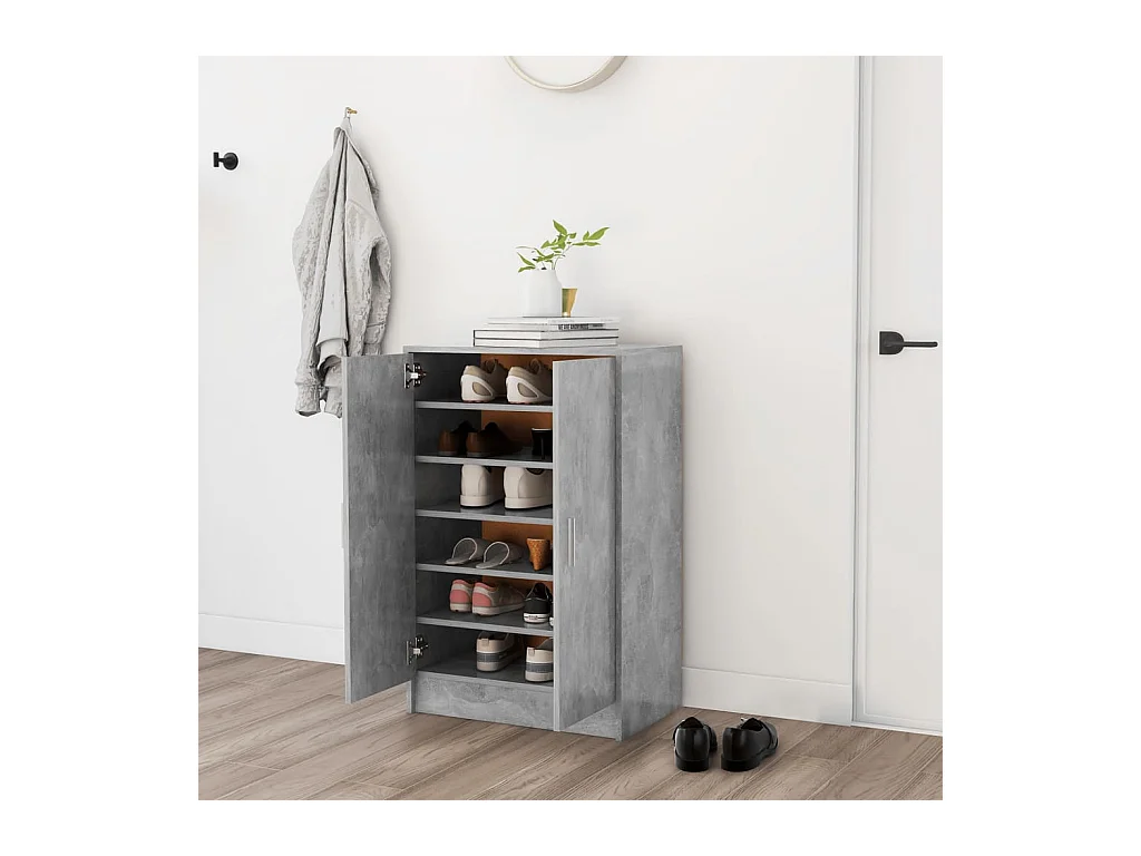 Meuble à chaussures Gris béton 60x35x92 cm Bois d’ingénierie FR41619