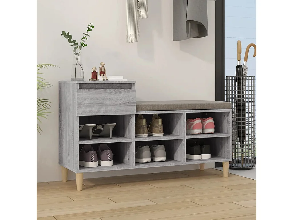 Meuble à chaussures Sonoma gris 102x36x60 cm Bois d'ingénierie FR34121