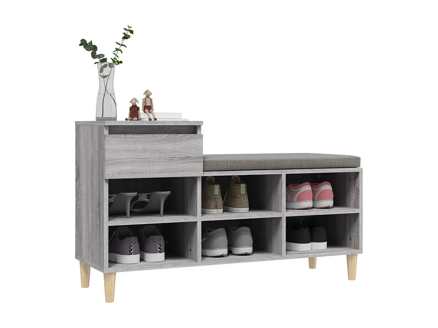 Meuble à chaussures Sonoma gris 102x36x60 cm Bois d'ingénierie FR34121