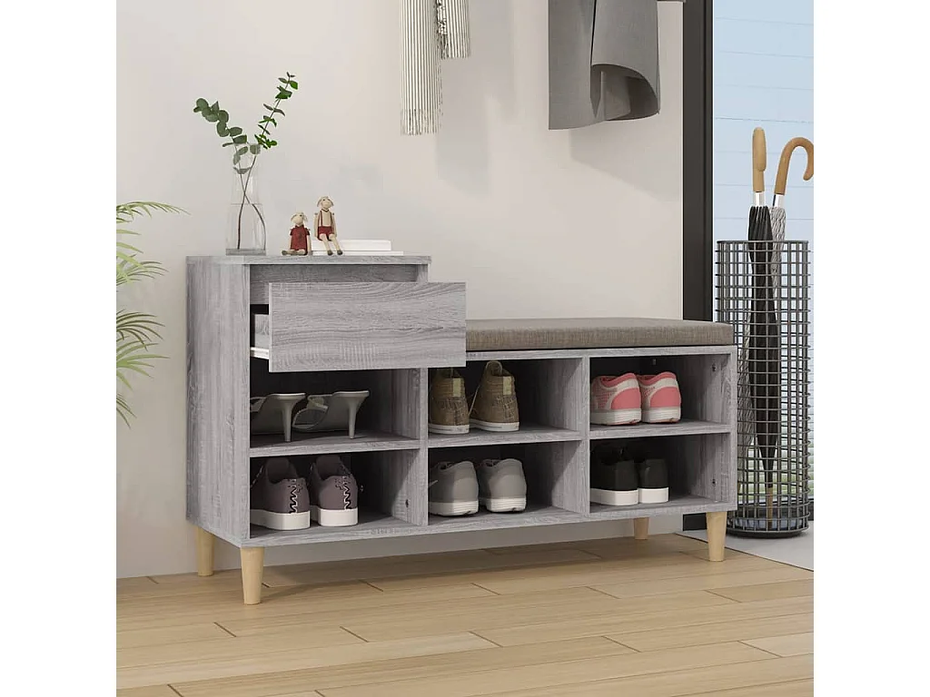 Meuble à chaussures Sonoma gris 102x36x60 cm Bois d'ingénierie FR34121