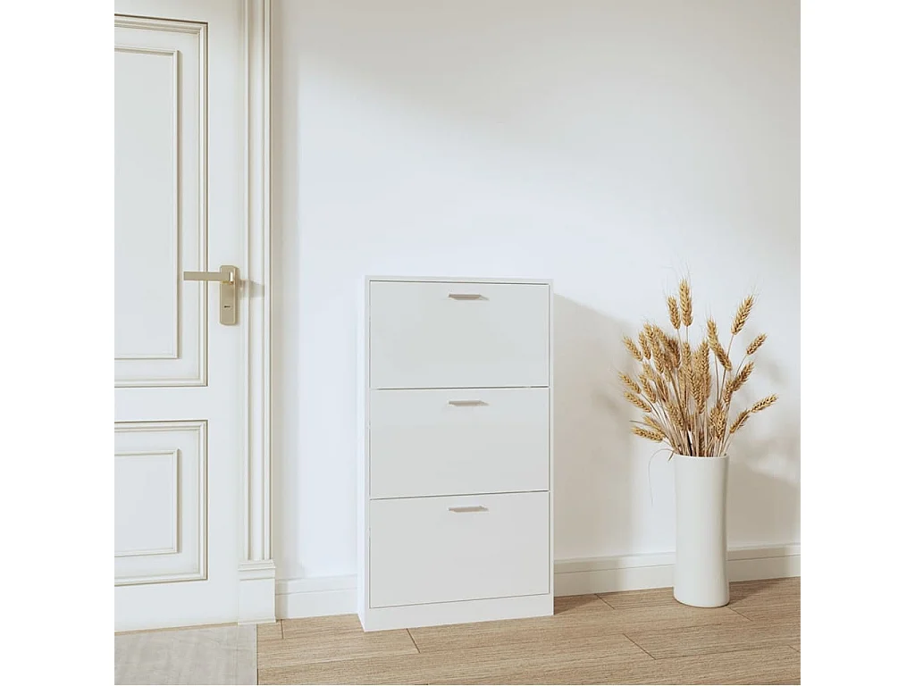 Schoenenkast 59x17x108 cm bewerkt hout hoogglans wit BE904730