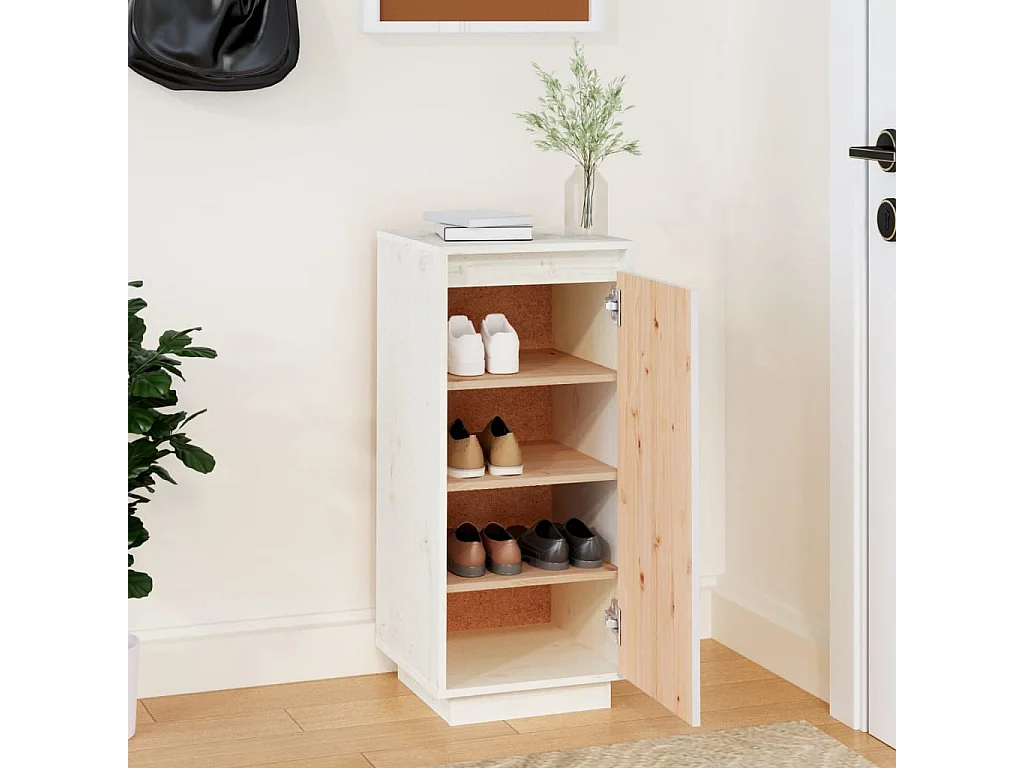 Meuble à chaussures Blanc 35x35x80 cm Bois de pin massif FR14525
