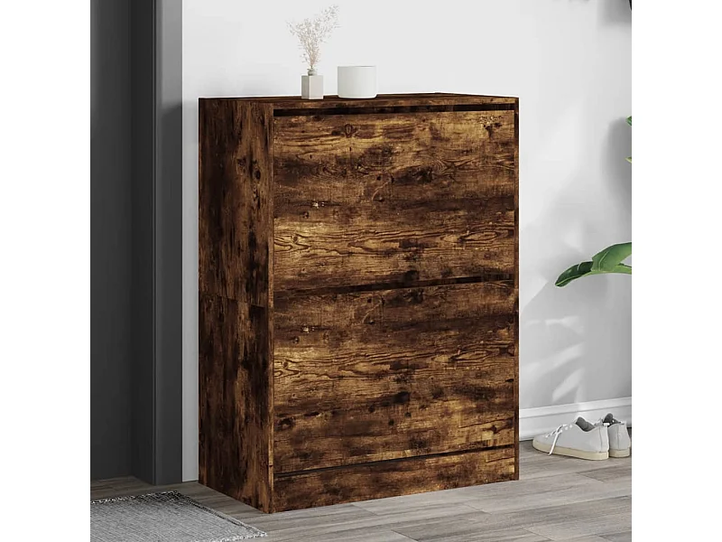 Schoenenkast met 2 klaplades 80x42x108 cm gerookt eikenkleurig BE441740