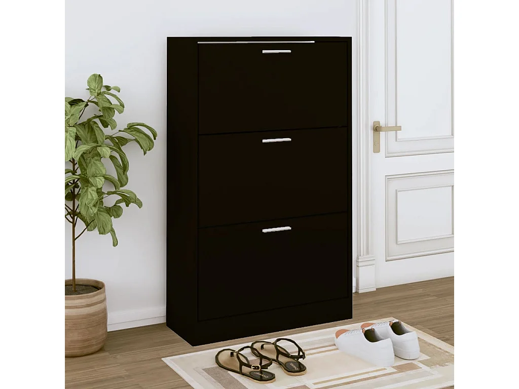 Mueble zapatero madera contrachapada negro 63x24x103 cm ES643907