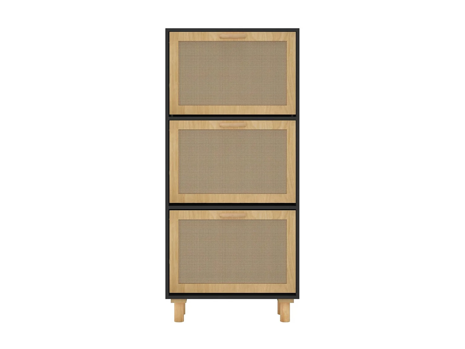 Meuble à chaussures Noir 52x25x115 cm Bois d'ingénierie/rotin FR32642