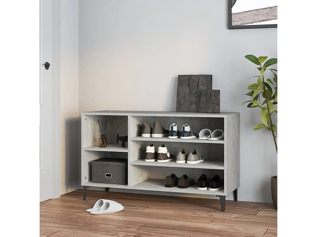 Meuble à chaussures Gris béton 102x36x60 cm Bois d'ingénierie FR99865