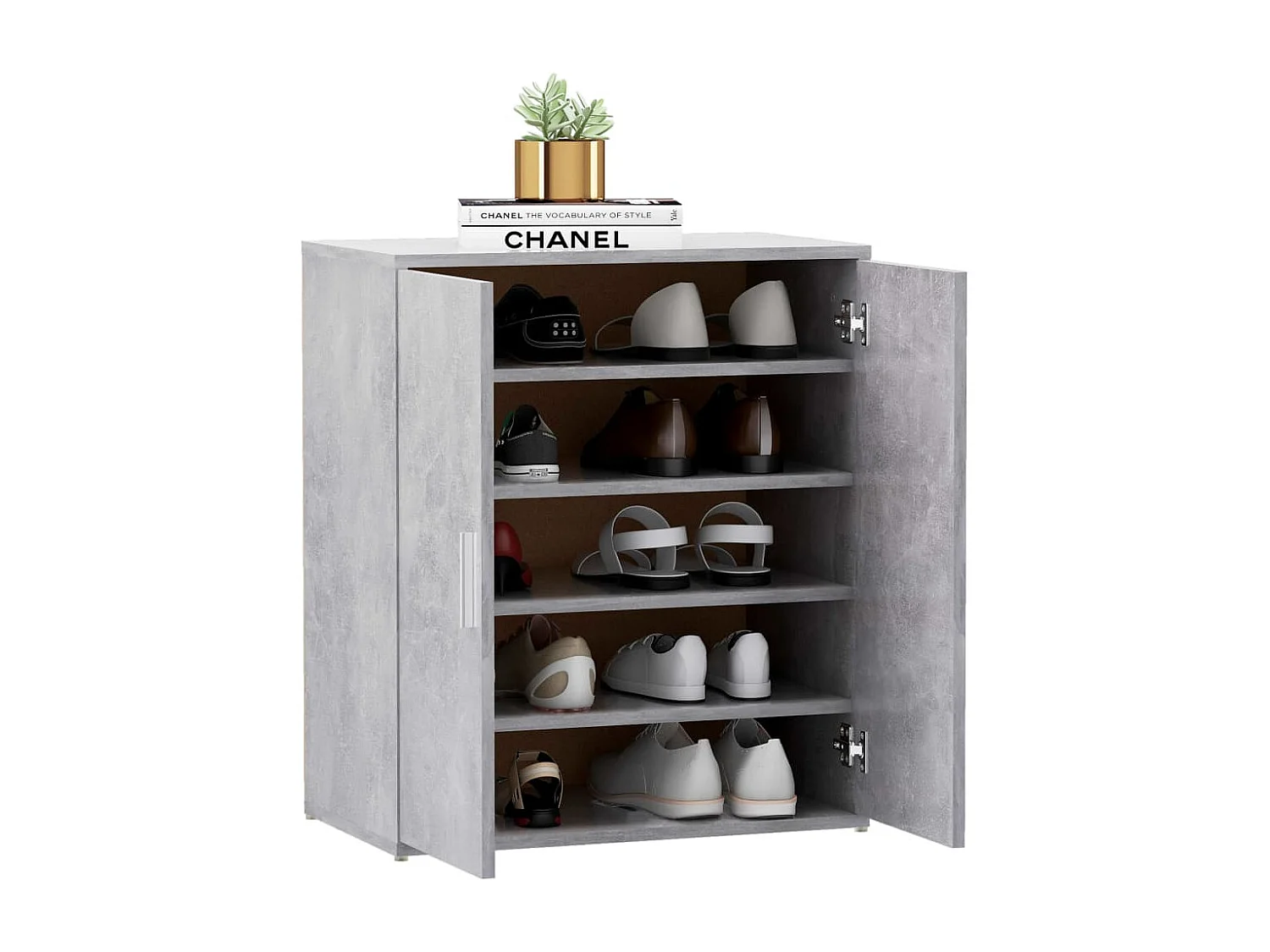 Schoenenkast 60x35x70 cm bewerkt hout betongrijs BE203046