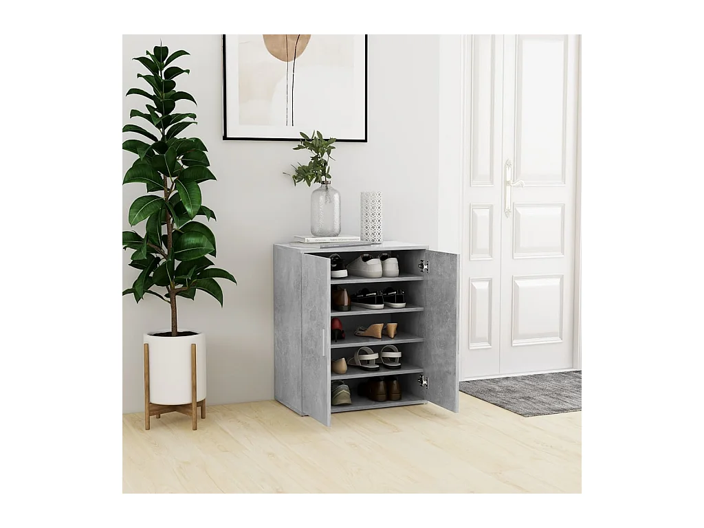 Meuble à chaussures Gris béton 60x35x70 cm Bois d’ingénierie FR28767