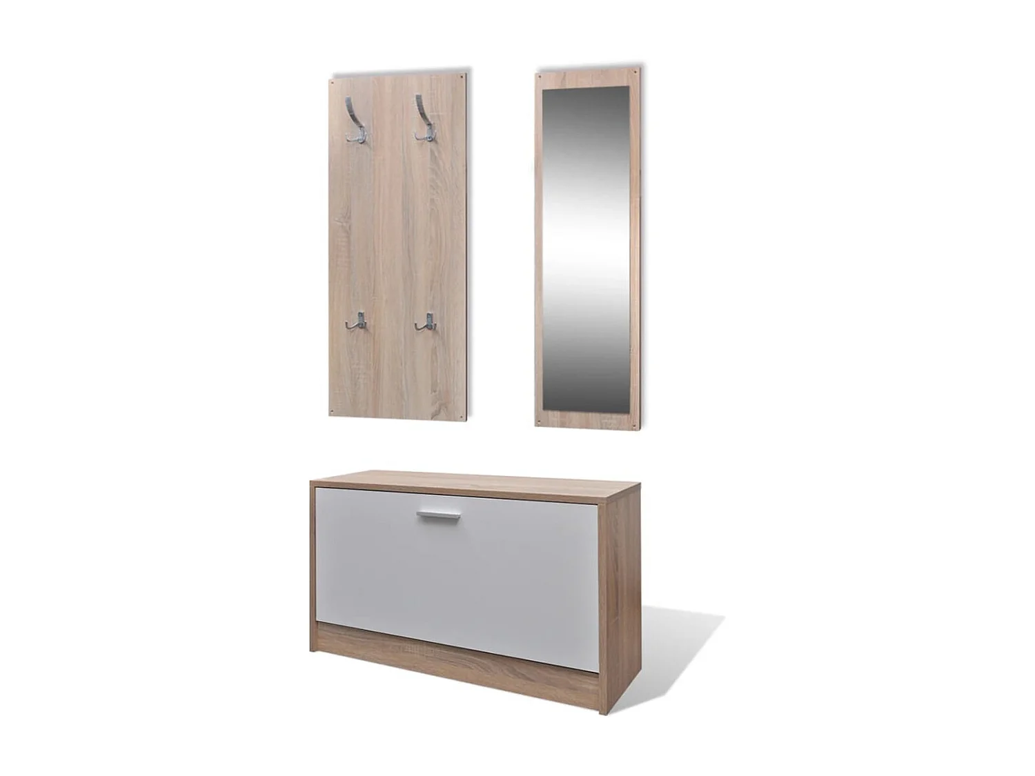 Muebles de entradita con zapatero madera 3 color roble y blanco ES265918