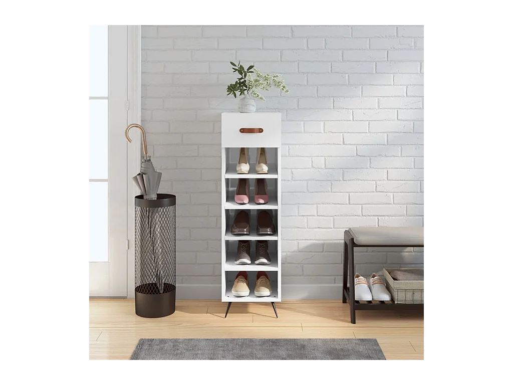 Meuble à chaussures blanc 30x35x105 cm bois d'ingénierie FR39207