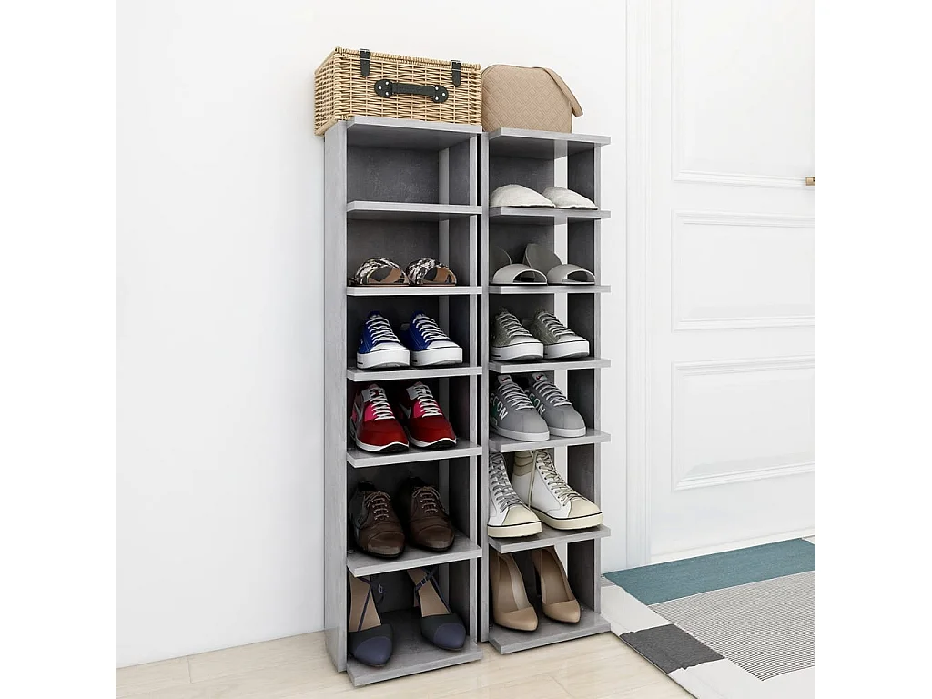 Meubles à chaussures 2 pcs Gris béton 27,5x27x102 cm FR72189