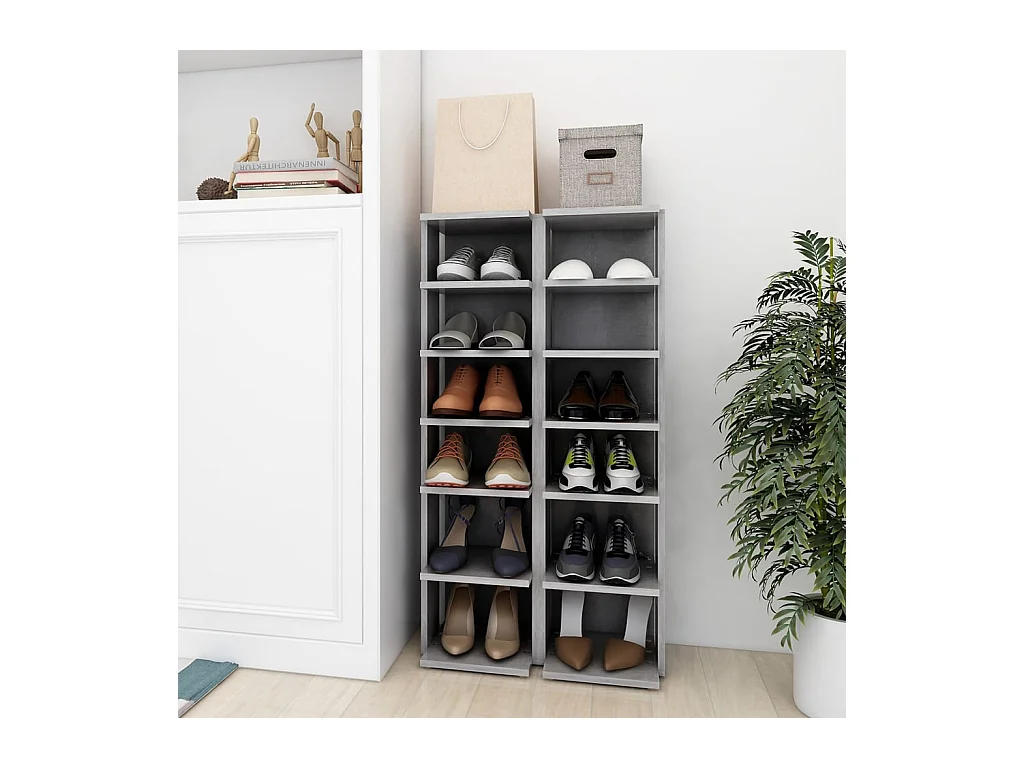 Meubles à chaussures 2 pcs Gris béton 27,5x27x102 cm FR72189