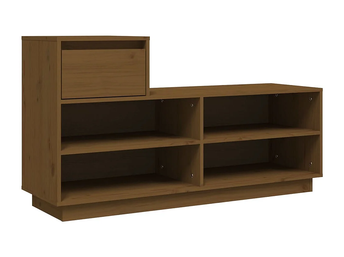 Mueble zapatero de madera maciza pino marrón miel 110x34x61 cm ES146137