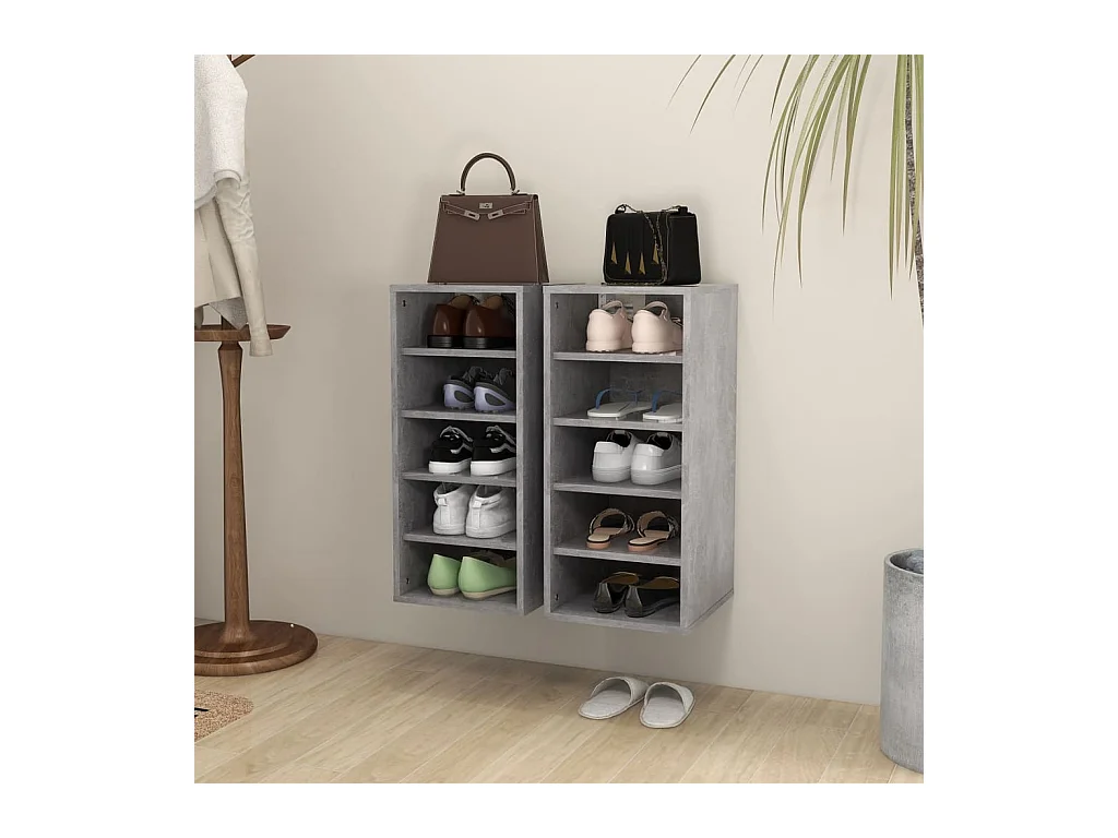 Meubles à chaussures 2 pcs Gris béton Bois d'ingénierie FR75620
