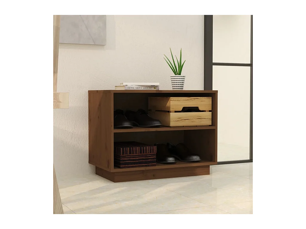 Meuble à chaussures Marron miel 60x34x45 cm Bois de pin massif FR72427