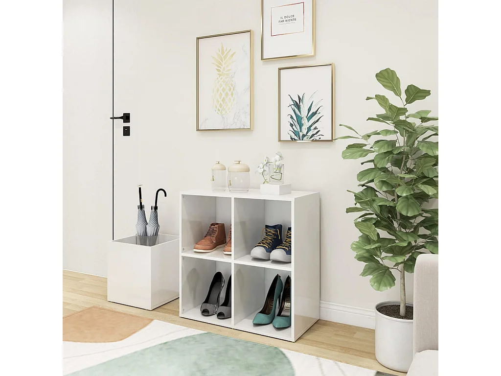 Meuble à chaussures d’entrée blanc brillant bois ingénierie FR63593