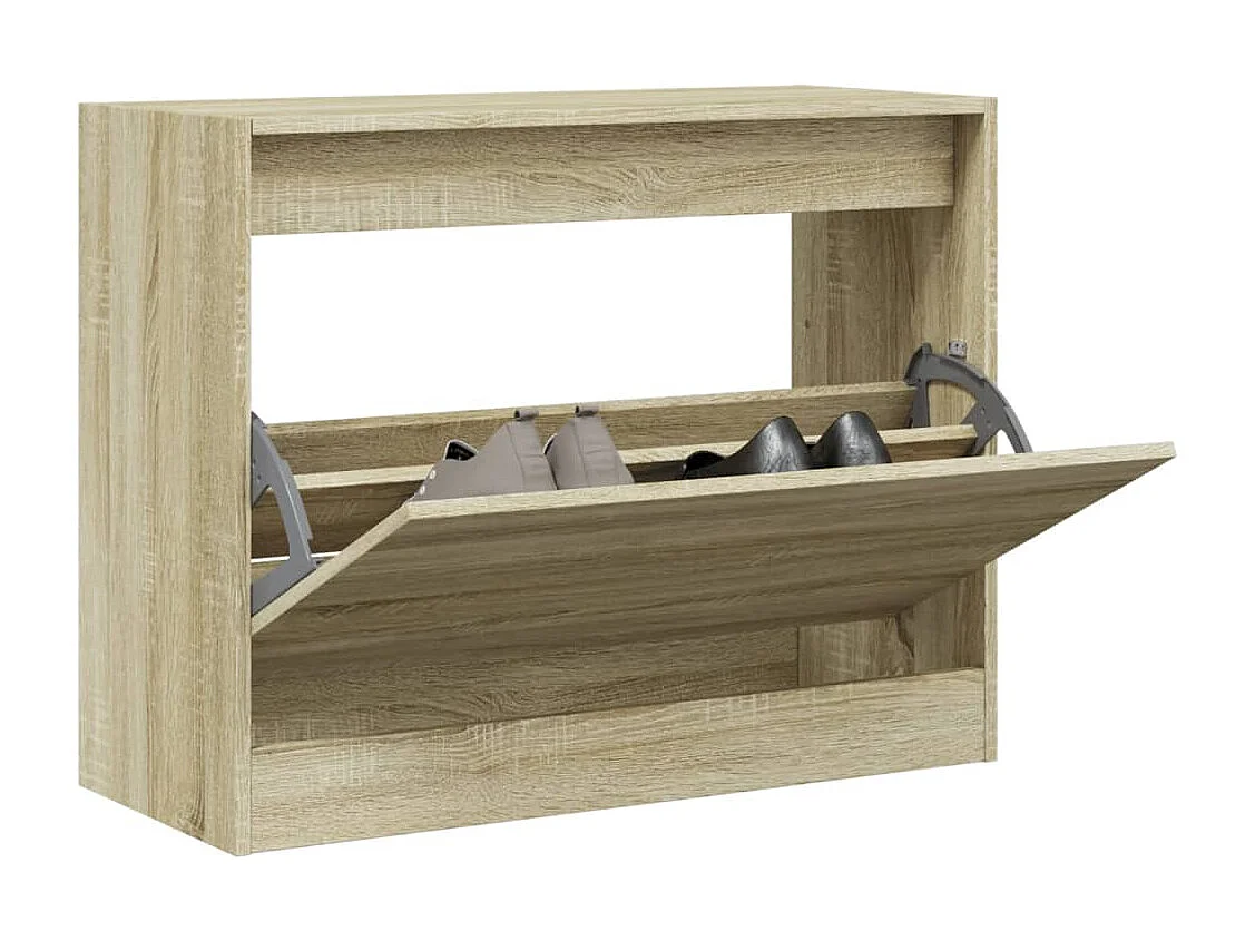 Schoenenkast 80x34x63 cm bewerkt hout sonoma eikenkleurig BE943401