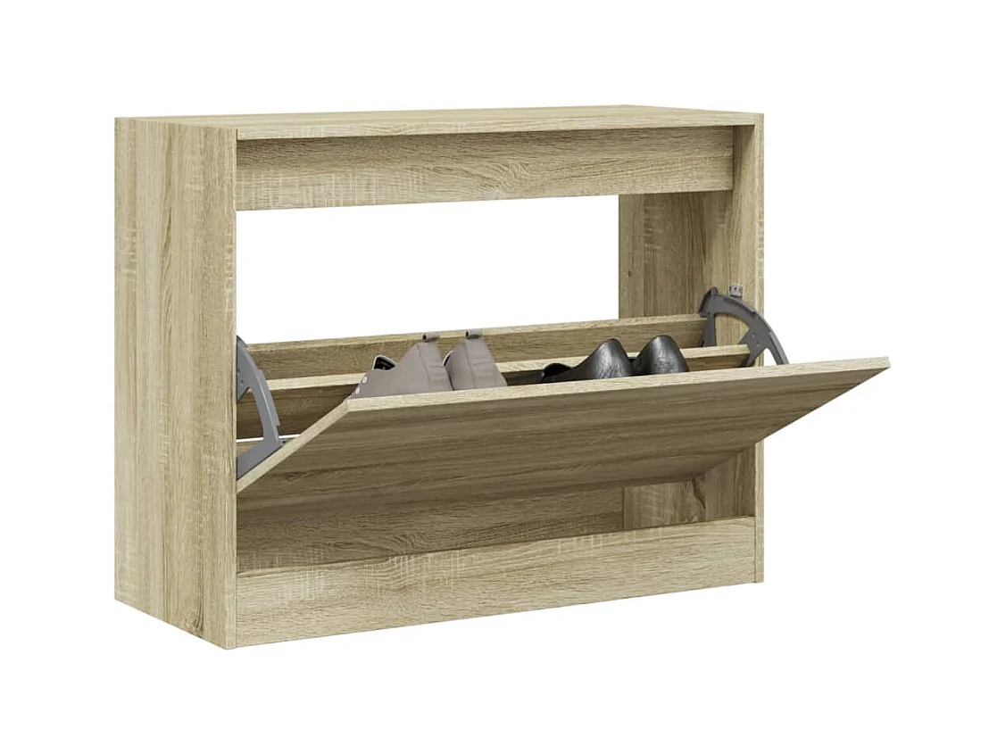 Meuble à chaussures chêne sonoma 80x34x63 cm bois d'ingénierie FR96098