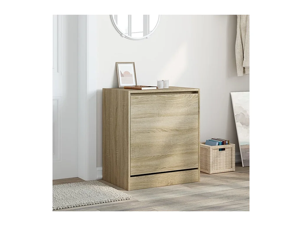 Meuble à chaussures chêne sonoma 60x42x69 cm bois d'ingénierie FR47708