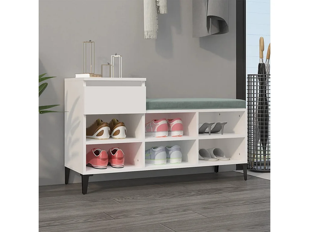 Meuble à chaussures Blanc 102x36x60 cm Bois d'ingénierie FR60619