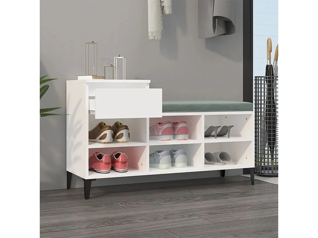 Meuble à chaussures Blanc 102x36x60 cm Bois d'ingénierie FR60619