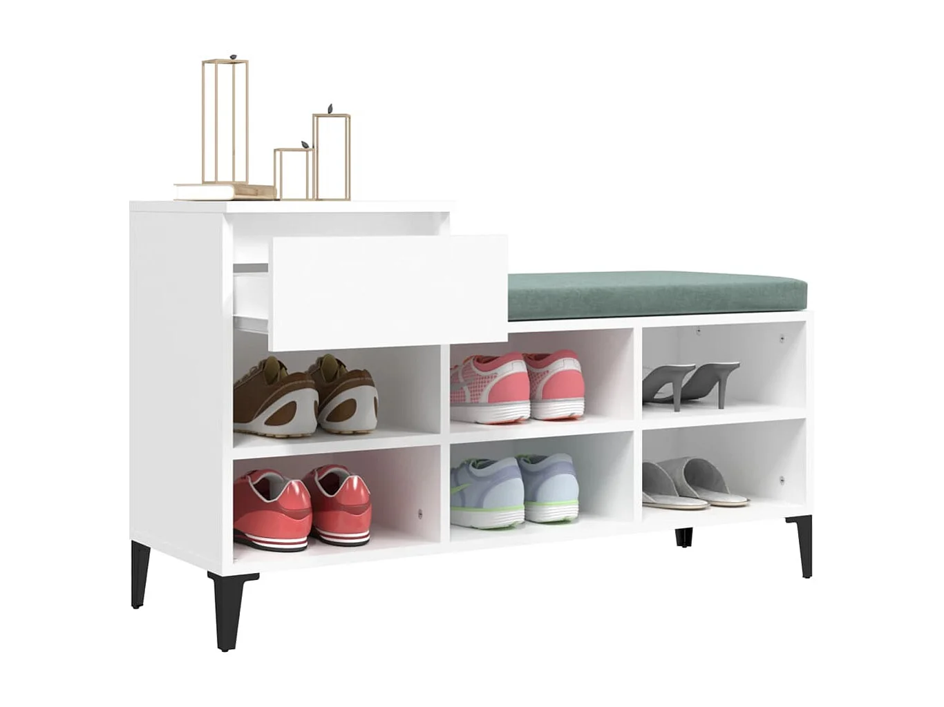 Meuble à chaussures Blanc 102x36x60 cm Bois d'ingénierie FR60619