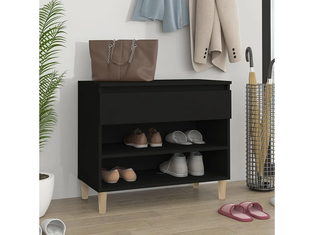 Schoenenkast 70x36x60 cm bewerkt hout zwart BE574577