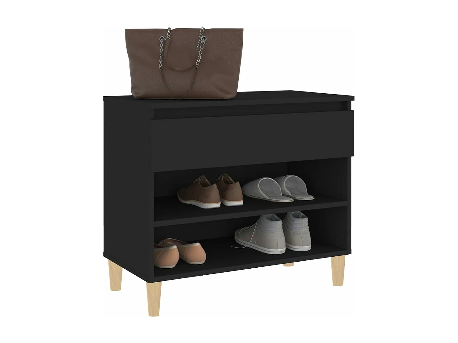 Schoenenkast 70x36x60 cm bewerkt hout zwart BE574577