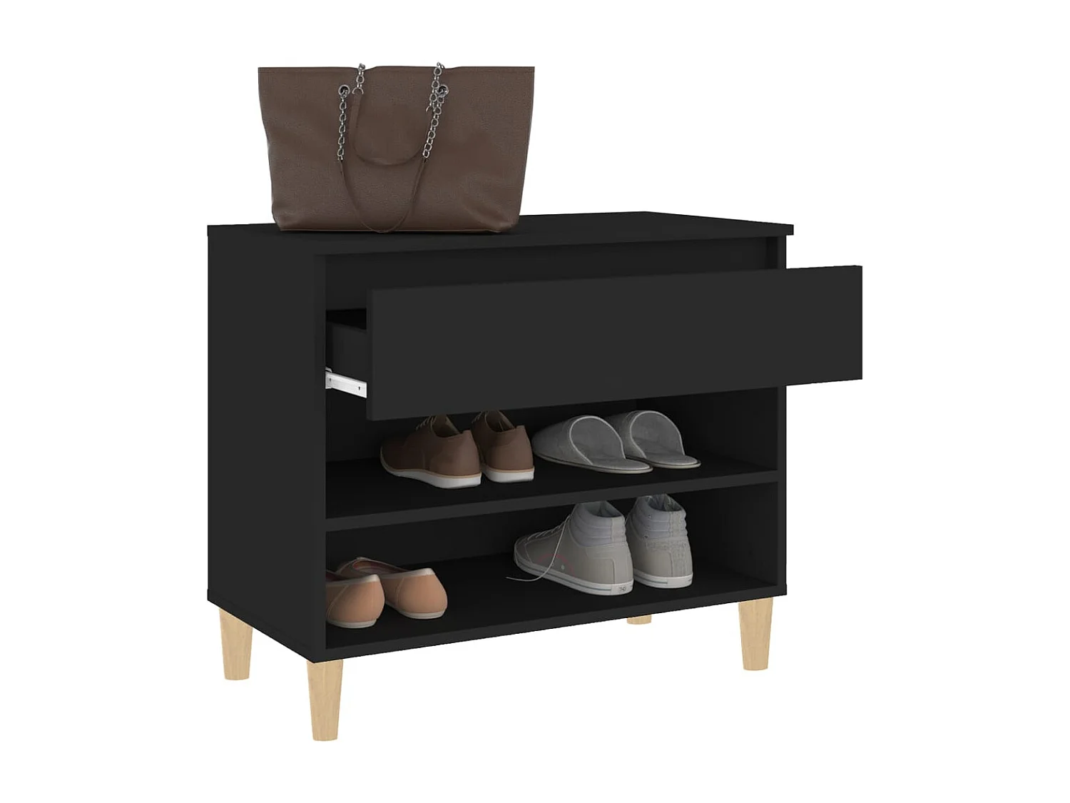 Schoenenkast 70x36x60 cm bewerkt hout zwart BE574577