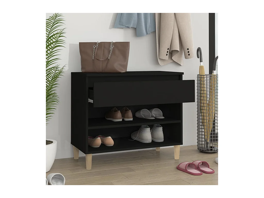 Meuble à chaussures Noir 70x36x60 cm Bois d'ingénierie FR43924