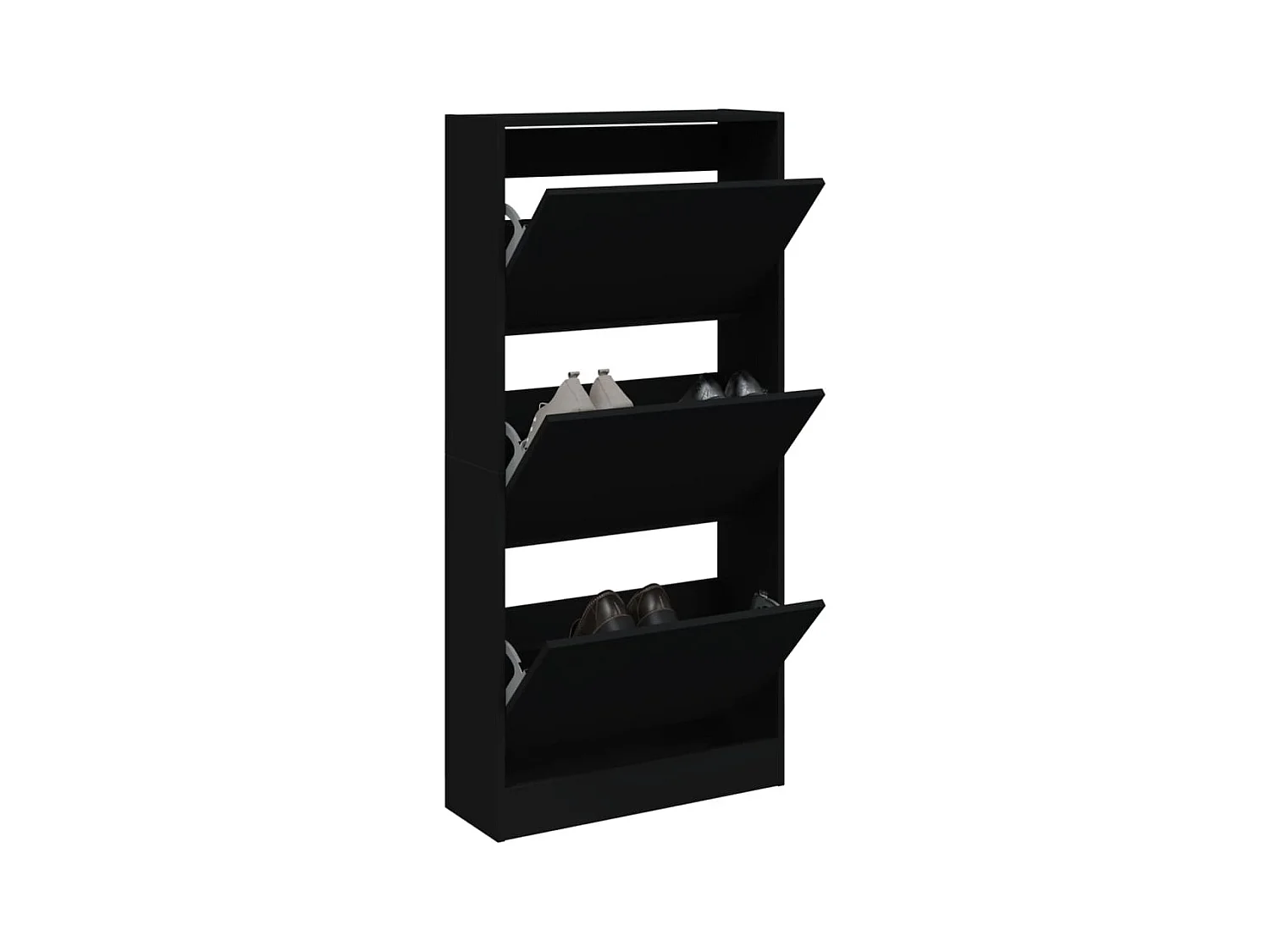 Meuble à chaussures noir 60x21x125,5 cm bois d'ingénierie FR96465