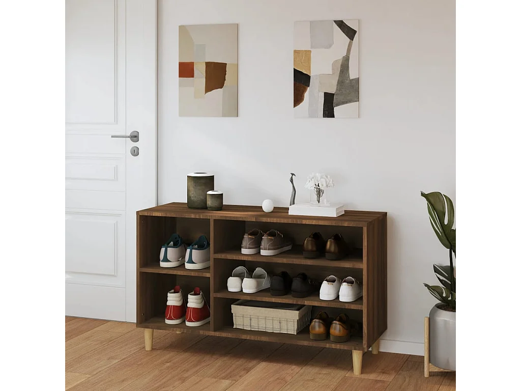 Mueble zapatero madera contrachapada roble marrón 102x36x60 cm ES747745