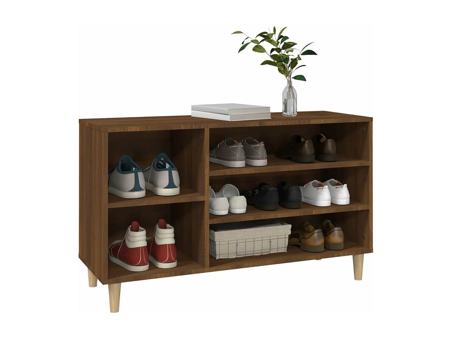 Mueble zapatero madera contrachapada roble marrón 102x36x60 cm ES747745