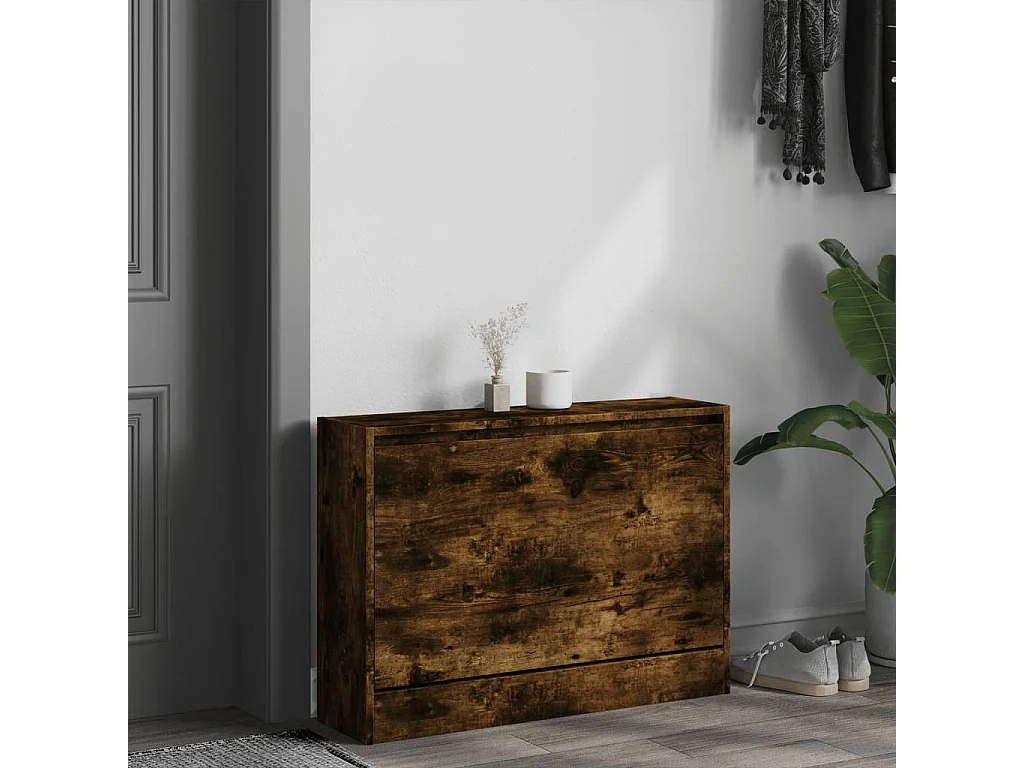 Meuble à chaussures chêne fumé 80x21x57 cm bois ingénierie FR44551