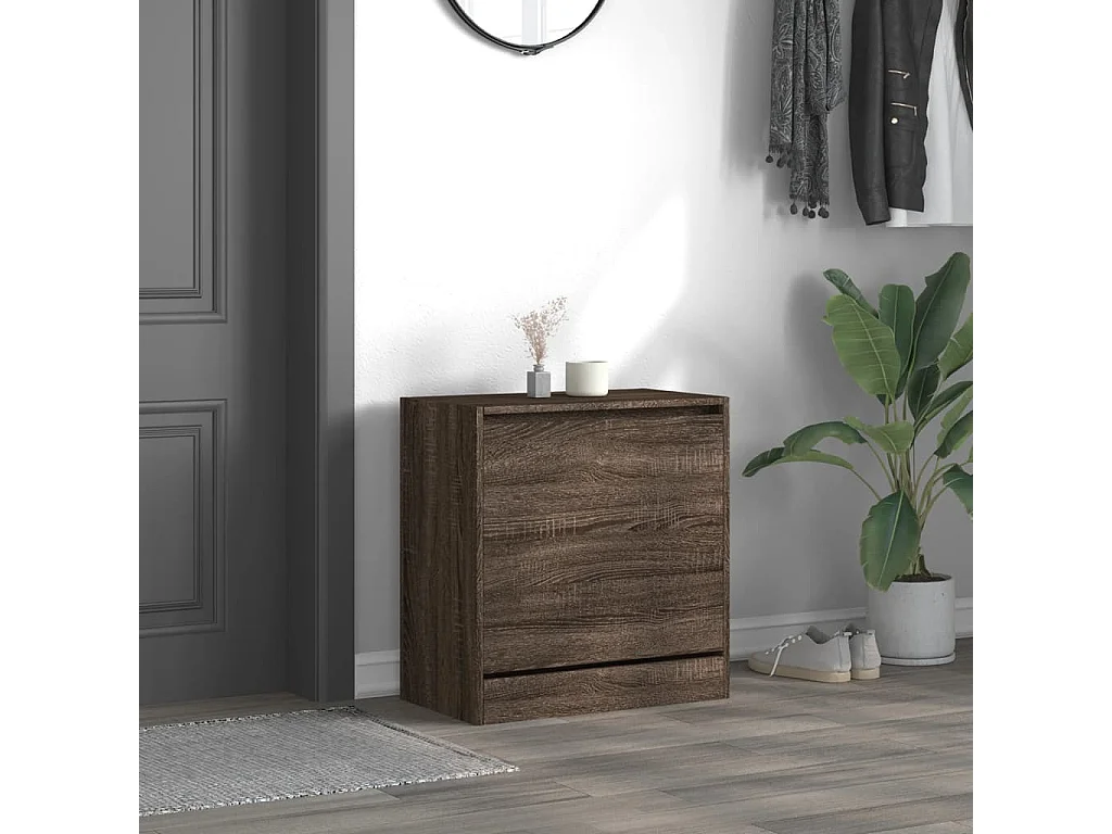 Meuble à chaussures chêne marron 60x34x63,5 cm bois ingénierie FR61541