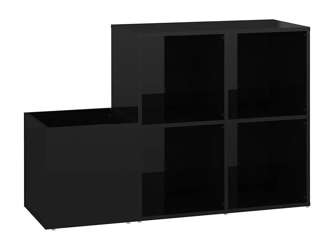 Meuble à chaussures d’entrée noir brillant bois ingénierie FR19023